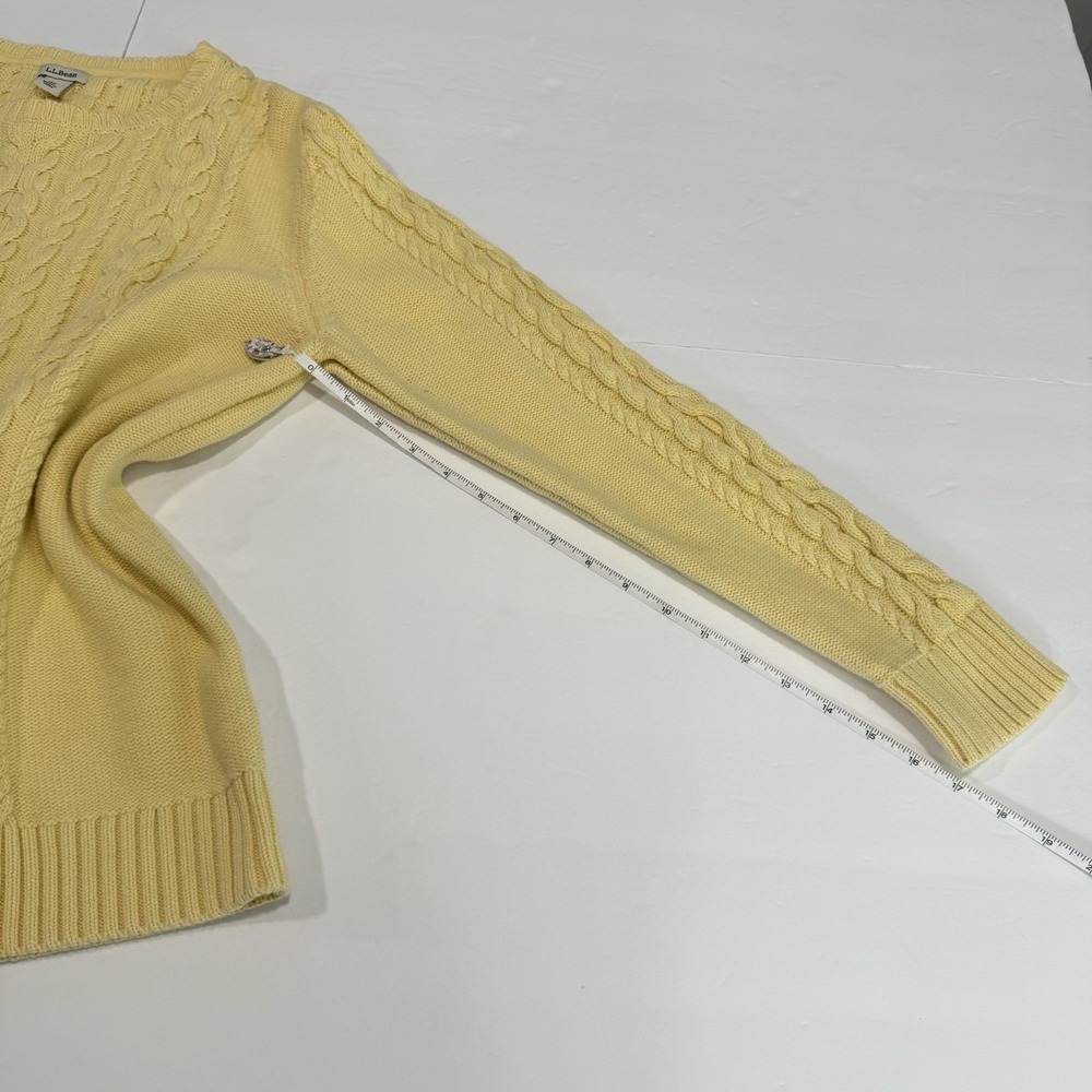 LL Bean Yellow‎ Double L Mixed Cable Crew Neck Pullover Sweater Size XL - Picture 9 of 11